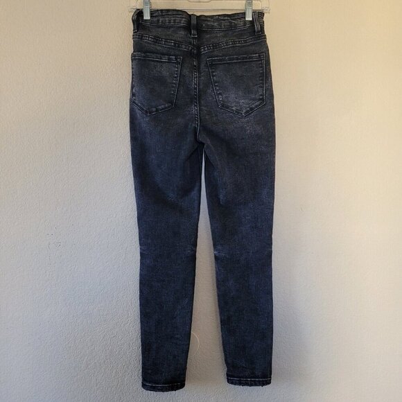Flying Monkey Jeans Womens Size 25 High Rise Charcoal Black Distressed Stretchy - Picture 9 of 9